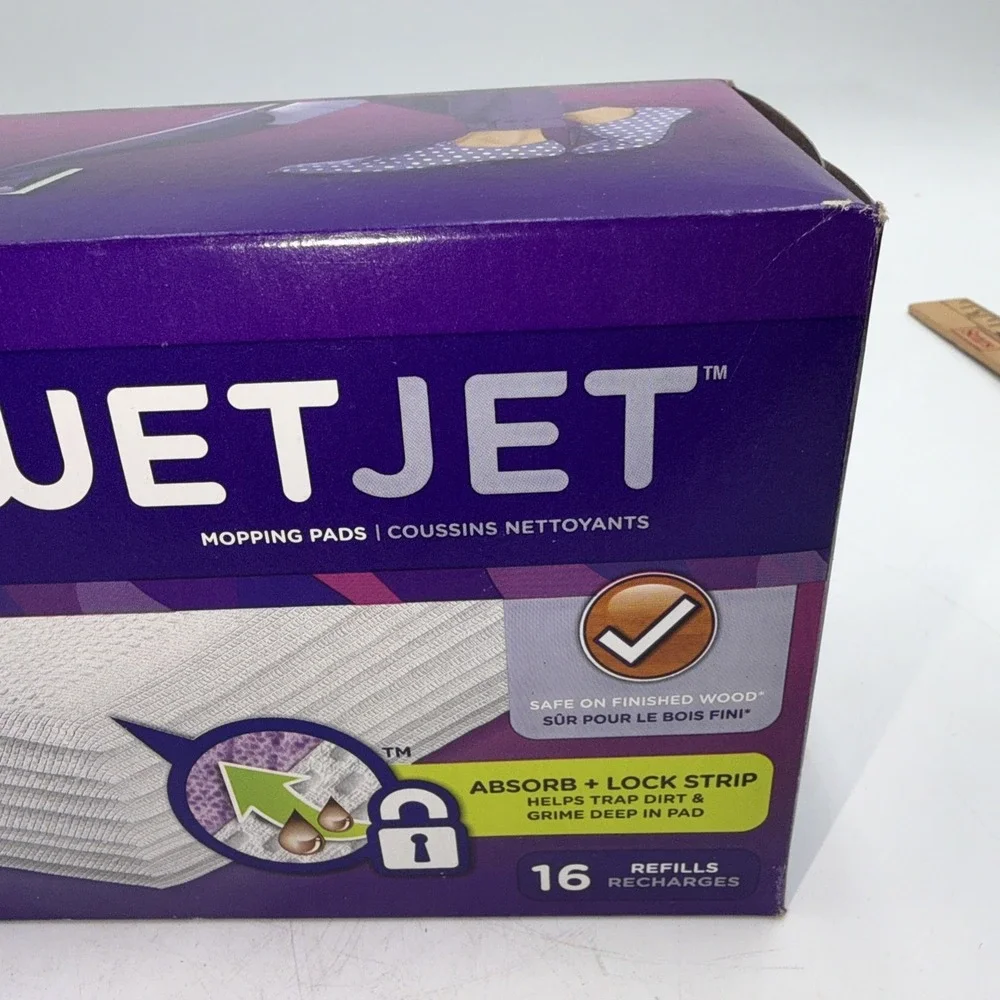 Swiffer WetJet Mop Refill Pads W/Absorb, Trap & Lock Strip 16 Ct. Sealed NEW